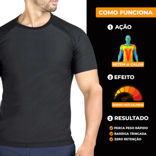 Camiseta masculina Efeito Sauna Manga Curta + Kit Elastico + Combo Barriga zero - 3 POR 1