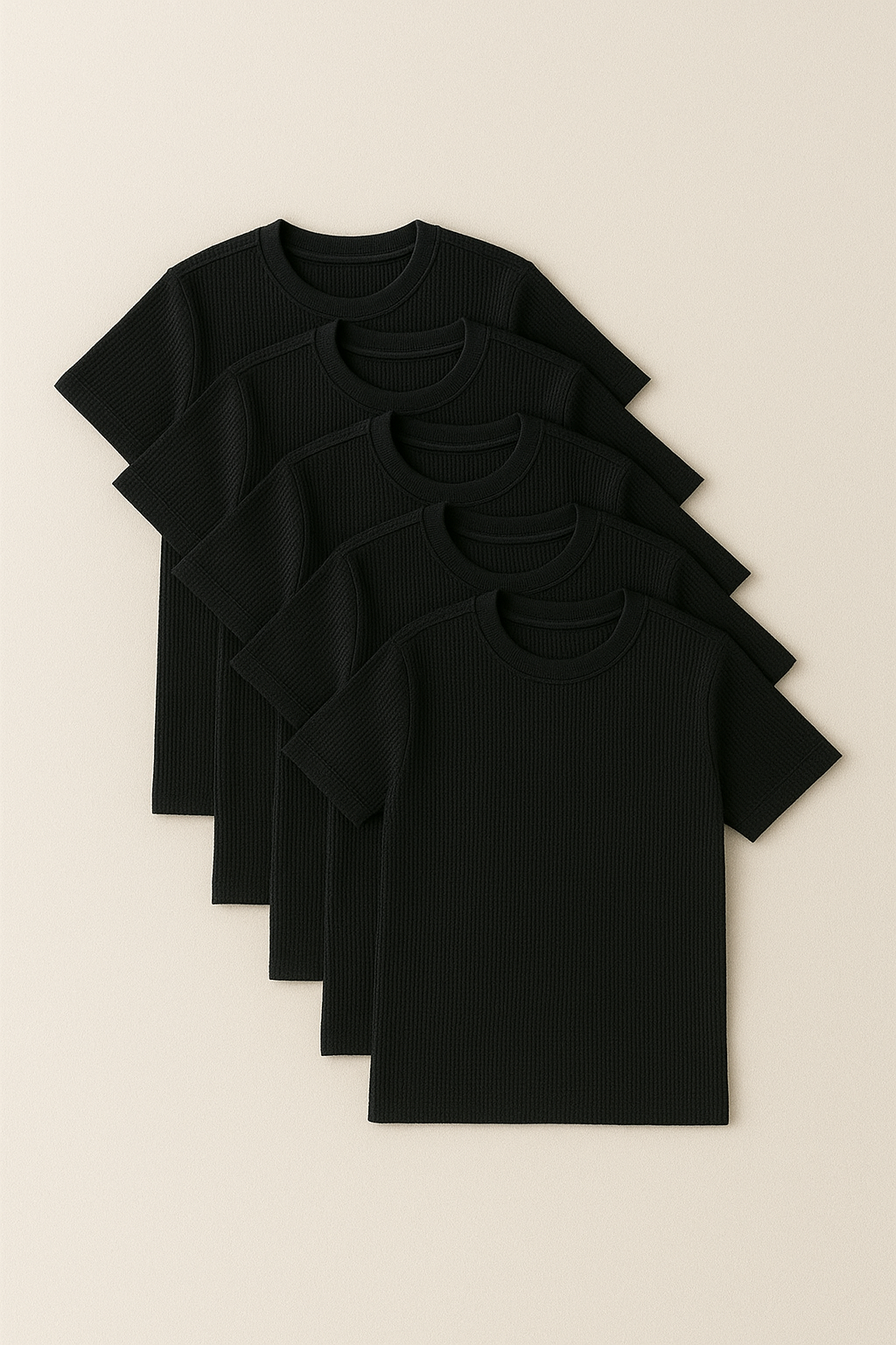 Kit com 5 Camisetas Texturizadas Malha Waffle Milano Avenna - Não amassa, não desbota e 0 transparência