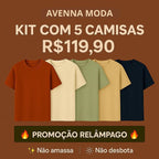 Kit com 5 Camisetas Texturizadas Malha Waffle Milano Avenna - Não amassa, não desbota e 0 transparência