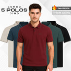 Kit 5 Camisas Polo Dino Manga Curta Minimalista