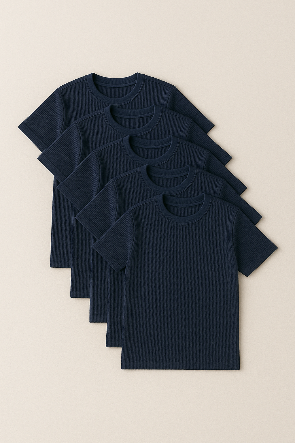 Kit com 5 Camisetas Texturizadas Malha Waffle Milano Avenna - Não amassa, não desbota e 0 transparência