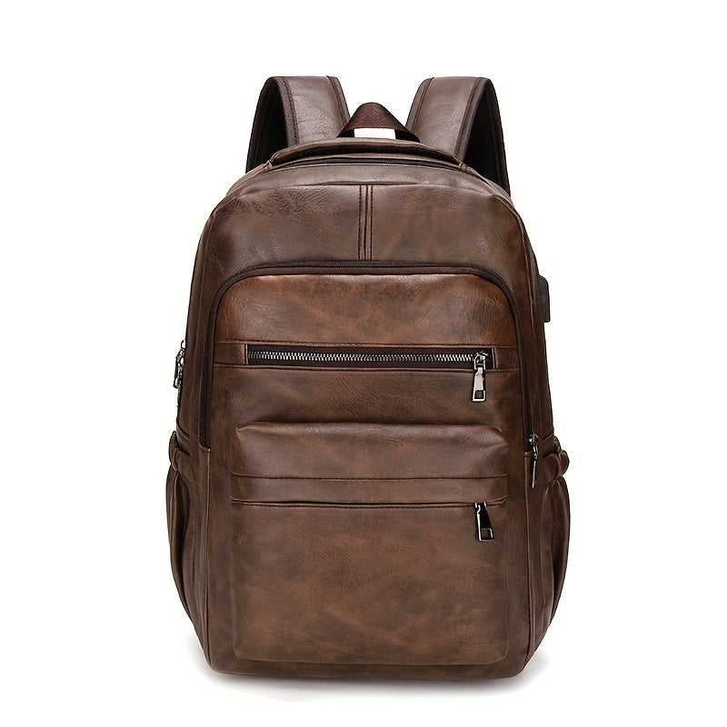 Mochila de Couro Masculina Montvani MV421 - Resistente à Água, com USB e Antifurto