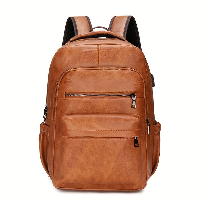 Mochila de Couro Masculina Montvani MV421 - Resistente à Água, com USB e Antifurto