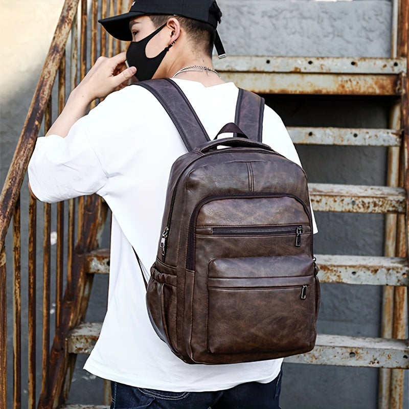 Mochila de Couro Masculina Montvani MV421 - Resistente à Água, com USB e Antifurto