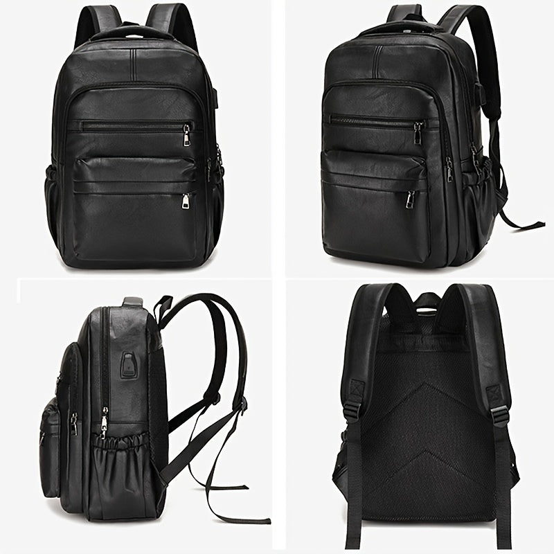 Mochila de Couro Masculina Montvani MV421 - Resistente à Água, com USB e Antifurto