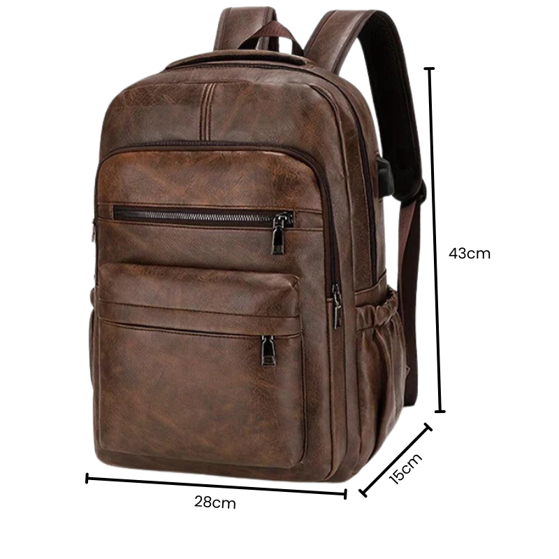 Mochila de Couro Masculina Montvani MV421 - Resistente à Água, com USB e Antifurto