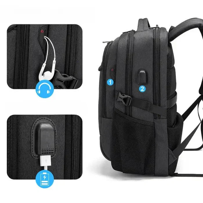 Mochila Executiva Montvani MV084 - Notebook 17'', Impermeável e Porta USB