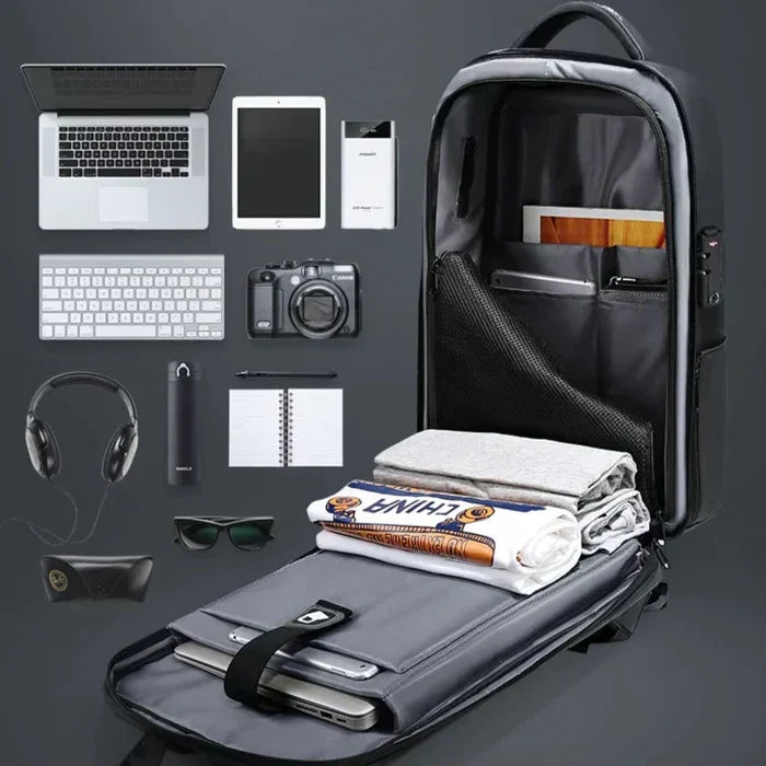 Mochila Executiva Montvani MV087 - Notebook 14`, Expansível, Impermeável e Porta USB