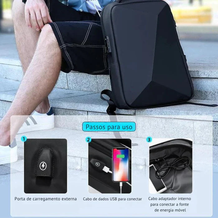 Mochila Executiva Montvani MV087 - Notebook 14`, Expansível, Impermeável e Porta USB