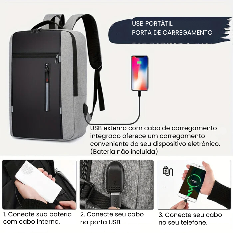 Mochila Executiva para Laptop com Porta USB Montvani MV420